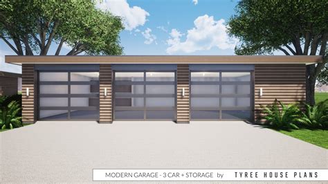 Modern Garage Plan 3 Car Plus Storage By Tyree House Plans