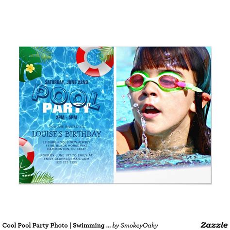 Cool Pool Party Photo Swimming Birthday Invitation Zazzle Pool Birthday Invitations Pool