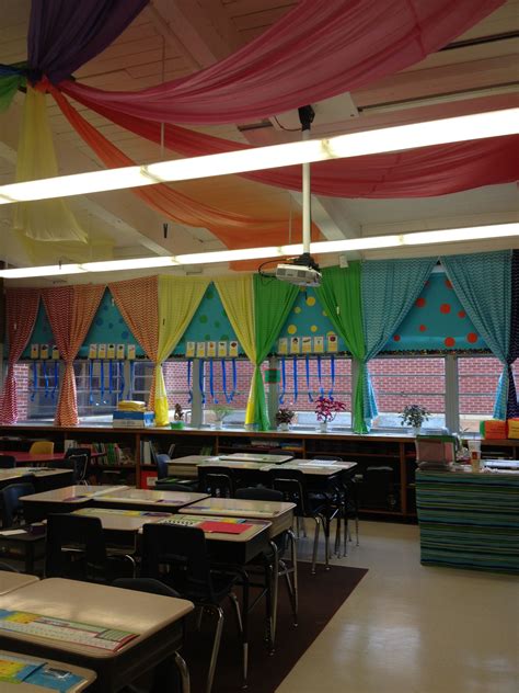 What A Colorful Classroom Classroom Curtains Classroom Window