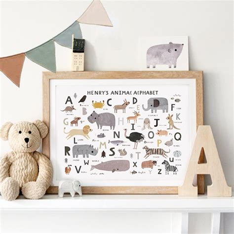 Personalised Name Animal Alphabet Nursery Print Etsy