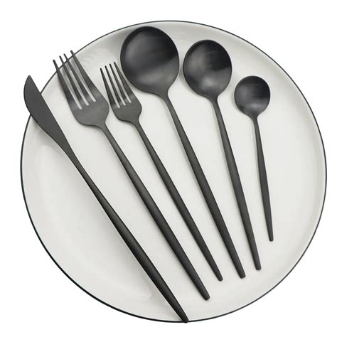 36pcs Black Matte Flatware Cutlery Set Stainless Steel Swift Trade