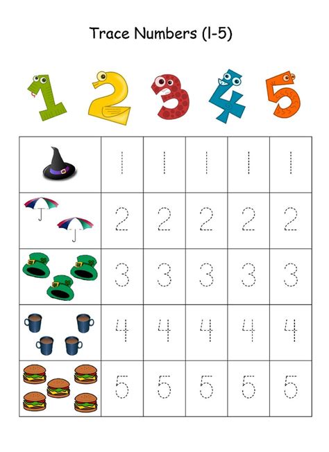 Worksheets For Kindergarten Numbers 1 5