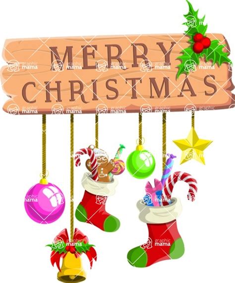 Merry Christmas Wooden Sign Vector Illustration Graphicmama