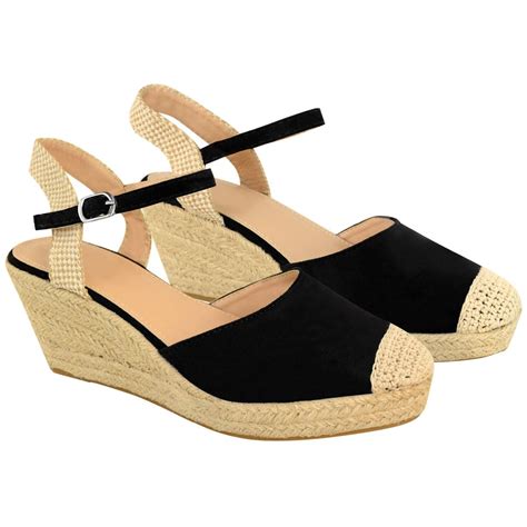 Ladies Womens Wedges Espadrilles Lace Tie Up Low Heel Comfy Sandals