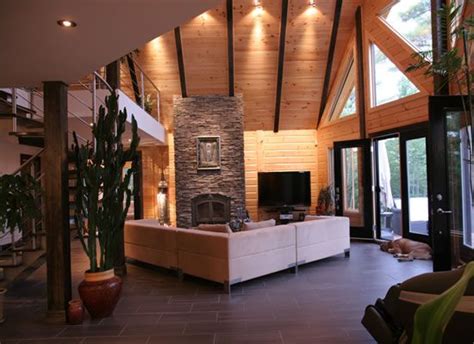 Contemporary Log Cabins Modern Interior Contemporary Design Meets