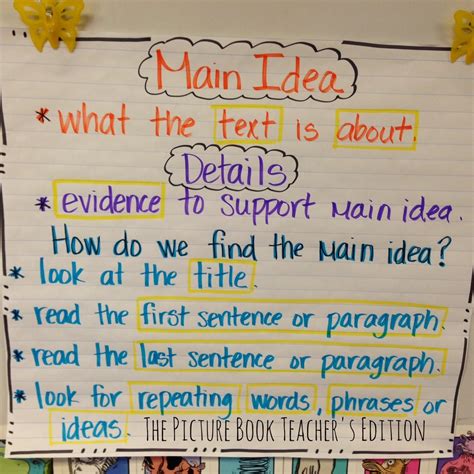 Main Idea Examples 5th Grade