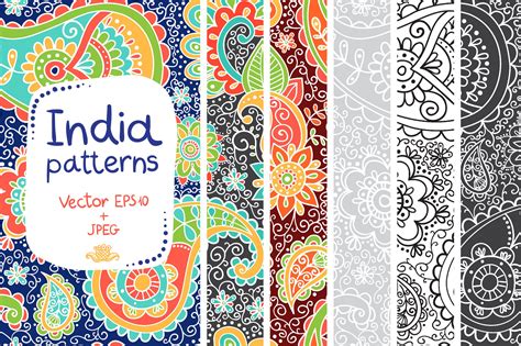 Indian Patterns In Vector And Jpeg ~ Graphic Patterns ~ Creative Market
