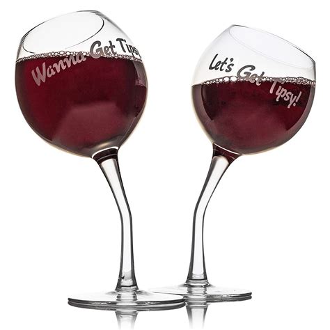 Tipsy Red White Wine Glasses Dishwasher Safe Drinking Glassware Xmas T Set Uk Ebay