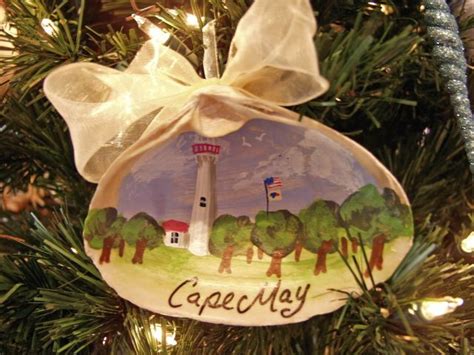 Cape May Lighthouse Hand Painted Shell Ornament Painted Shells Shell