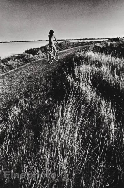 Vintage Jeanloup Sieff Female Nude Woman On Bicycle Landscape