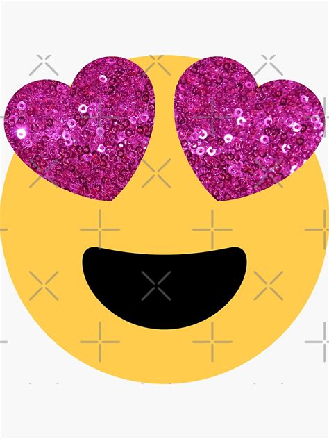 glitter print heart eye emoji sticker for sale by gossiprag redbubble