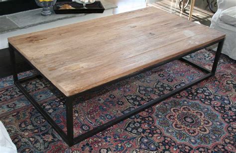 There was just too much brown: Elm Wood Top/Metal Base Coffee Table at 1stdibs
