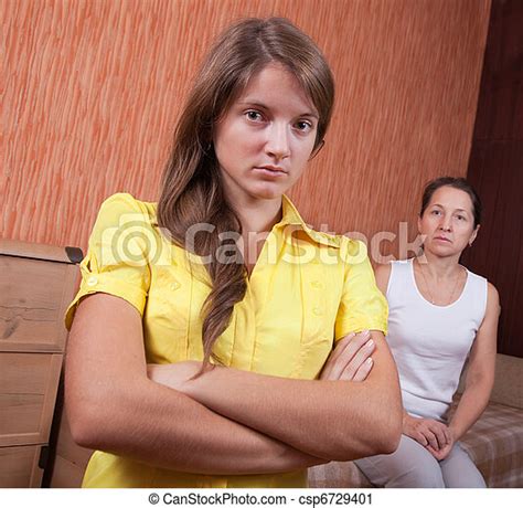 Mother And Teen Daughter After Quarrel Mature Mother And Teenager