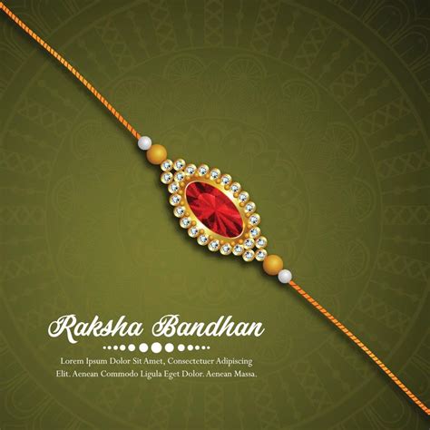 Raksha Bandhan Celebration Greeting Card With Vector Crystal Rakhi