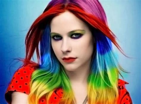 Avril Lavigne Rainbow Hair In 2020 Rainbow Hair Rainbow Hair Color