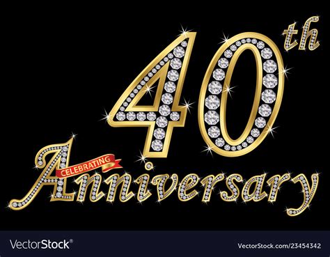 Celebrating 40th Anniversary Golden Sign Vector Image