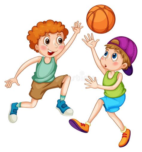 Two Boys Playing Basketball Stock Vector Illustration Of Shooting