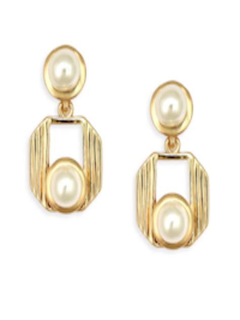 Buy 20Dresses Gold Toned White Drop Earrings Earrings For Women