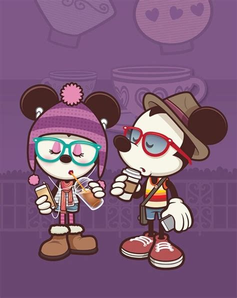 Background Cute Hipster Love Mickey Minni Mouse Violet Image