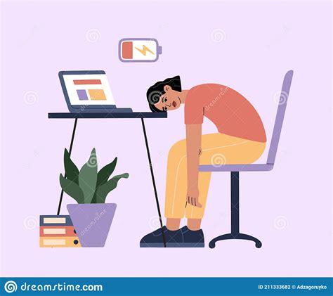 Woman Tired Of Hard Working Sleepy At Work Stock Vector Illustration