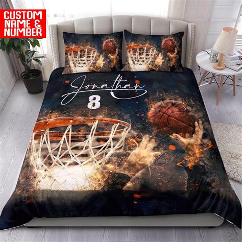 Personalized Basketball Bedding Sets Custom Name Basketball Etsy