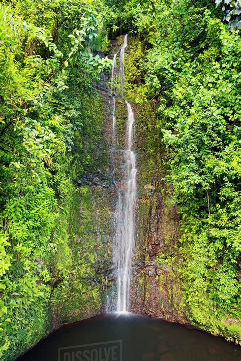Beautiful Waterfall Along The Road To Hanamaui Hawaii United States