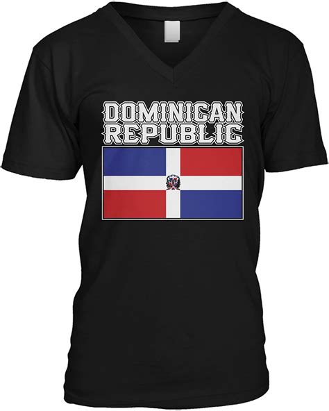 Amdesco Mens Dominican Flag Flag Of Dominican Republic V Neck T Shirt Clothing