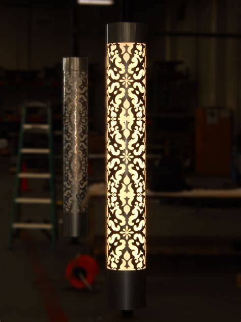 Light Column Wraps Around Existing Architecture Custom Lasercut