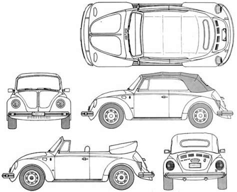 Blueprints Volkswagen Beetle 1303 Ls Convertible 1979 Beetle