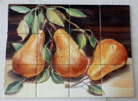 Golden Pears Tile Mural Tile Murals Kitchen Decor Tiles