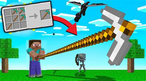 Making Longest Pickaxe In Minecraft Minecraft Mods Youtube