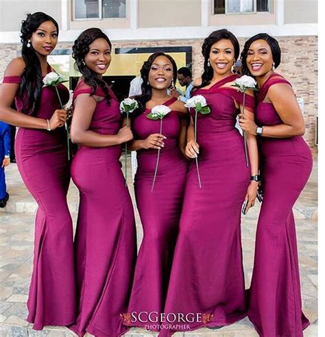 Wine Red Mermaid Bridesmaid Dresses Off The Shoulder Burgundy South African Bridesmaid Gowns