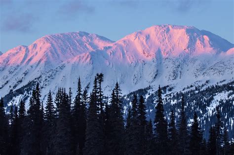 Pine Pass Winter Sunset Rocky Mountains Dawson Creek Bc