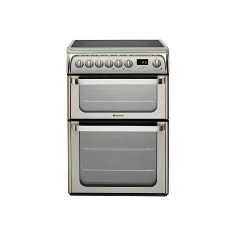 hotpoint ultima 60cm double oven electric cooker with ceramic hob stainless steel buyitdirect ie