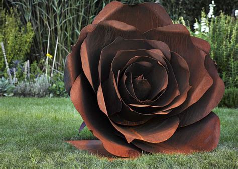 Rose Flower Corten Steel Sculpture Rusted Metal Garden