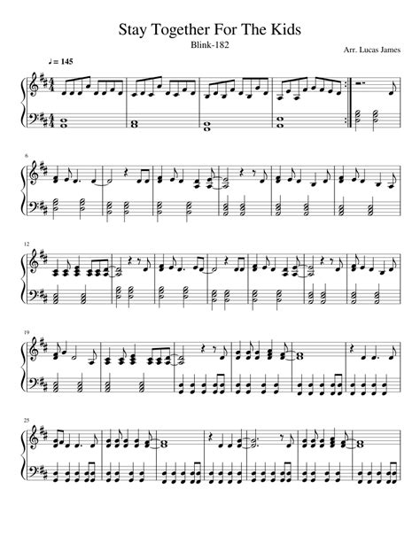 Stay Together For The Kids Sheet Music For Piano Download