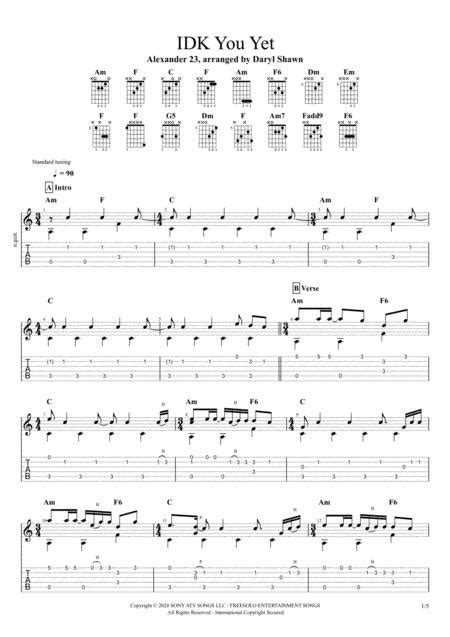 Idk You Yet Alexander 23 For Solo Fingerstyle Guitar Free Music Sheet