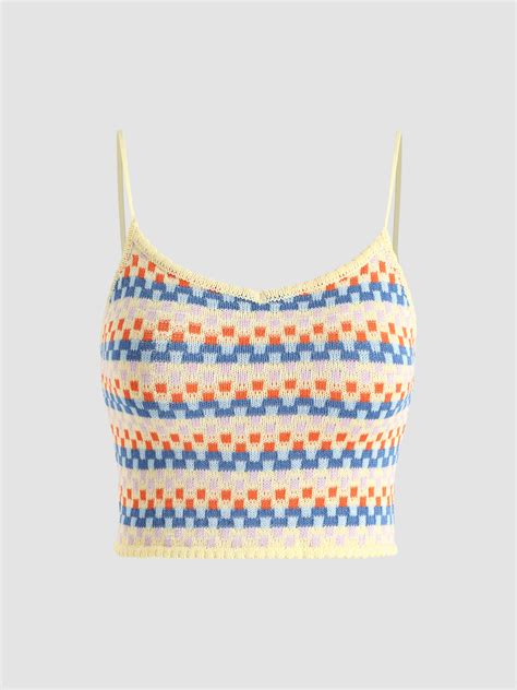 Rainbow Striped Knitted Tank Top Cider