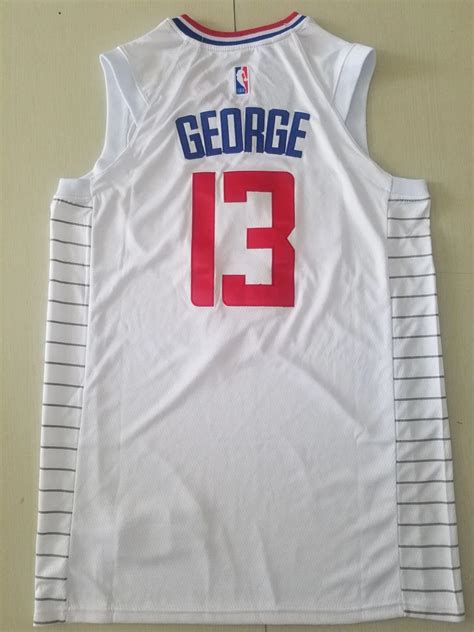 Don't tell me the sky is the limit when there are footprints on the moon! Men 13 Paul George Jersey White Los Angeles Clippers ...