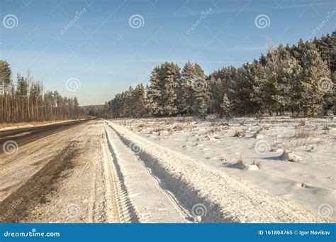 Snowy Country Road Stock Image Image Of Snow Nature 161804765