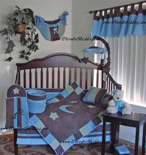 The side that pulls down has been. Moon and Stars Soho Baby Blue Nursery/Crib Bedding Set w ...