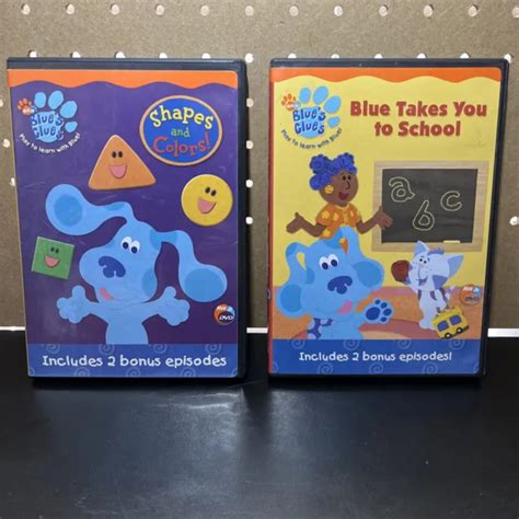 Lot Of 2 Blues Clues Dvds Blue Takes You To School And Shapes And Colors