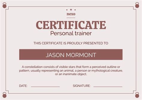Free Personal Trainer Certificate Templates I Wepik