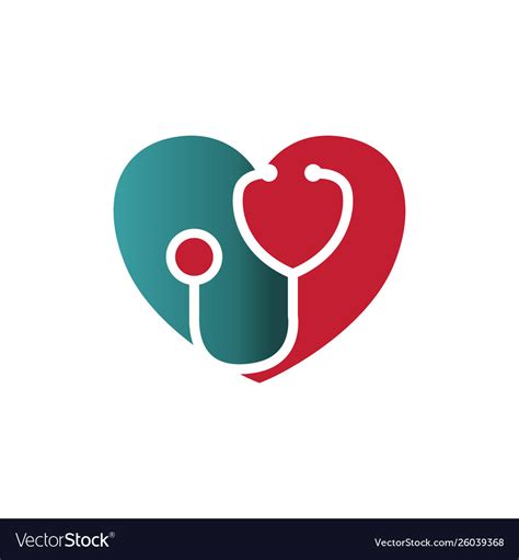Heart With Stethoscope Medical Care Logo Vector Image