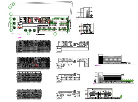 Multi Story Multi Specialty Hospital Elevations Sections And Floor