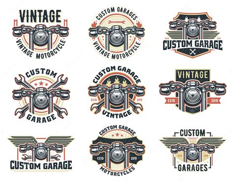 Un Conjunto De Plantilla De Logotipo De Motocicleta Vintage Paquete De