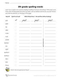 This grade tests their minds for all the topics covered till now. 5th grade spelling words (list #1 of 36) | 5th grade Word ...