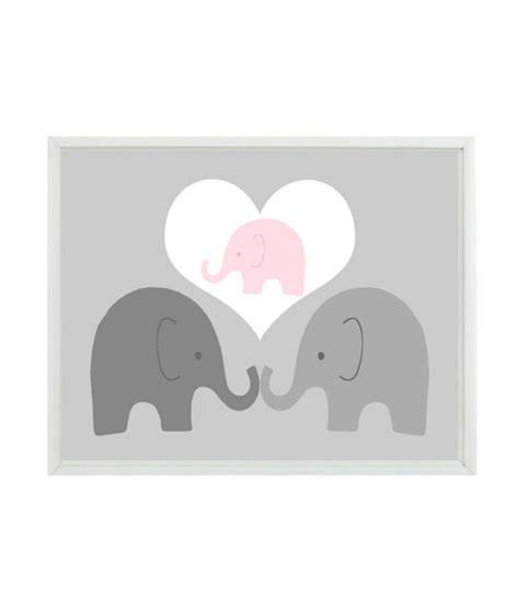 Vivero Arte De Elefante Elefante Familia Mamá Papá Bebé Etsy