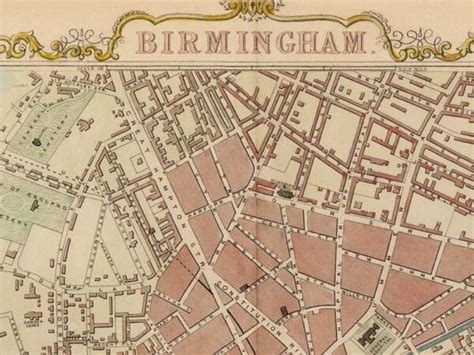 Vintage Map Of Birmingham 1851