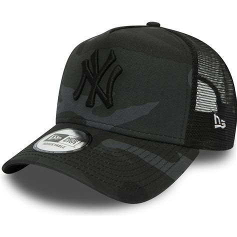 New Era Essential Camo A Frame New York Yankees Mlb Schwarz Trucker Cap